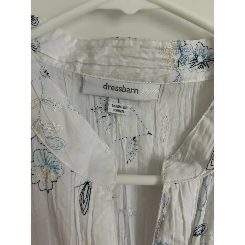 Dressbarn White Floral Sleeveless Blouse - Women's Large - Picture 5 of 7